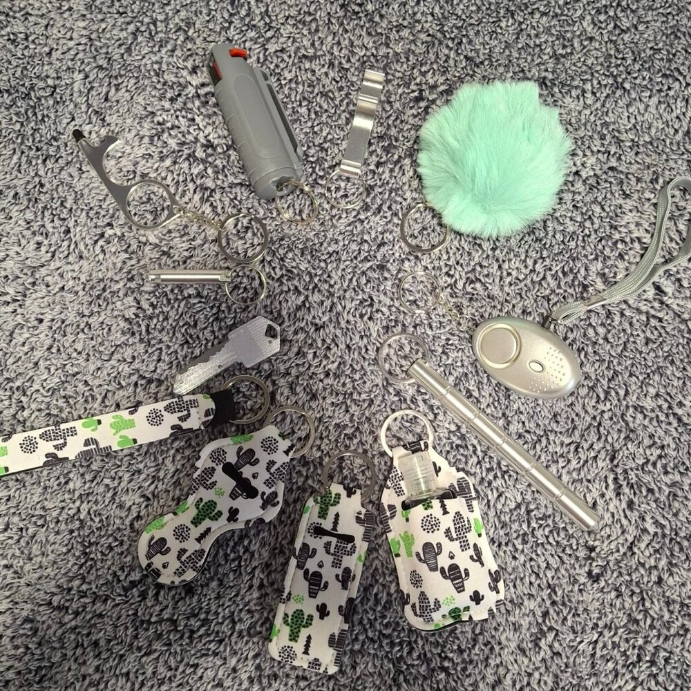 12 Pc Cactus Design Safety Keychain w/Pepper Spray